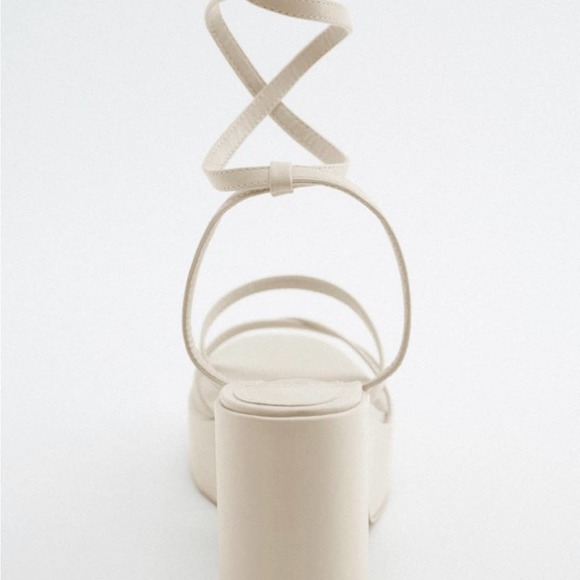 ZARA LACE UP PLATFORM SANDALS WHITE - Picture 5 of 8